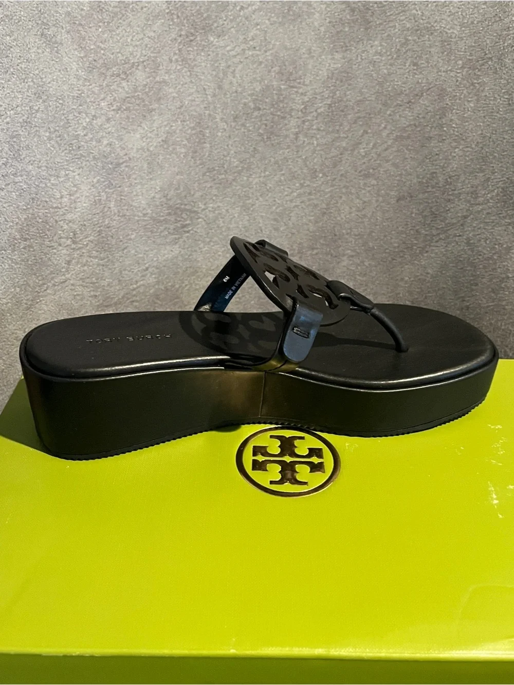 Tory Burch Women’s Sandals Miller Wedge 25 MM Black Size 6 US